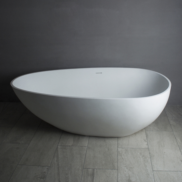 Konkrete graue Badezimmer Ei feste Oberfläche freistehende Badewanne